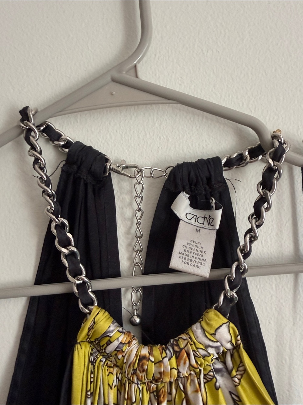 Vintage Cache Silk Halter Scarf-Print Top - Picture 3 of 6